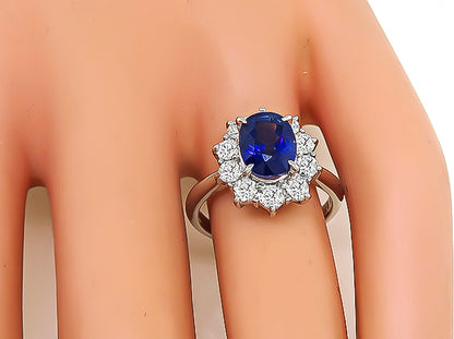 Estate GIA Certified 2.25ct Ceylon Sapphire 0.74ct Diamond Engagement Ring