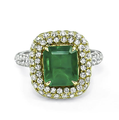 GIA 2.51ct Colombian Emerald 1.50ct Diamond Engagement Ring