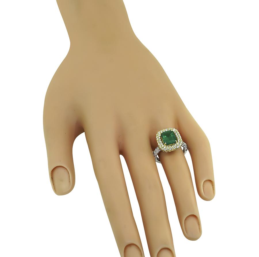 GIA 2.51ct Colombian Emerald 1.50ct Diamond Engagement Ring