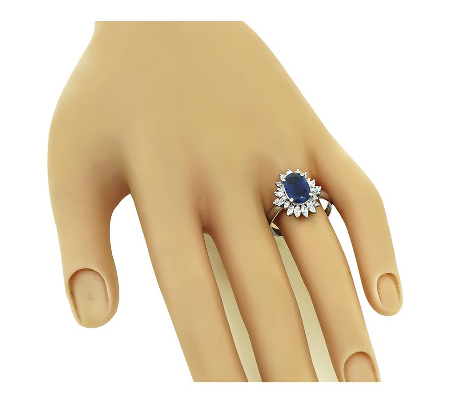 GIA Certified 2.51ct Sapphire 0.86ct Diamond Engagement Ring