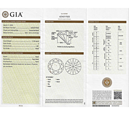 Estate GIA Certified 2.10ct Diamond Onyx Engagement Ring