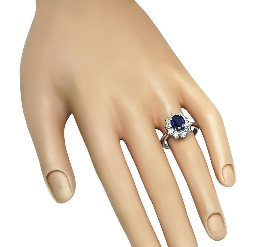 Estate GIA 2.03ct No Heat Sapphire 1.01ct Diamond Engagement Ring
