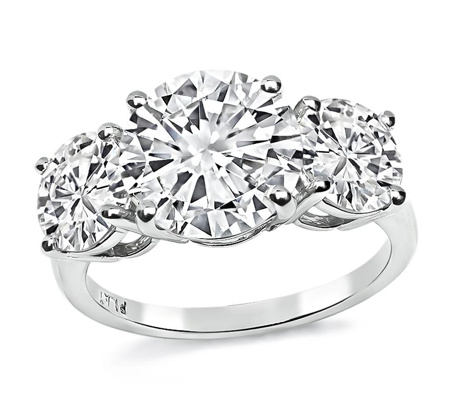 Estate GIA 2.11ct Center Diamond 1.00ct and 0.96ct Side Diamond Engagement Ring