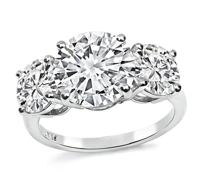 Estate GIA 2.11ct Center Diamond 1.00ct and 0.96ct Side Diamond Engagement Ring