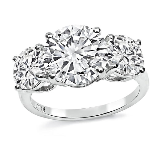 Estate GIA 2.11ct Center Diamond 1.00ct and 0.96ct Side Diamond Engagement Ring