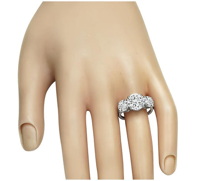 Estate GIA 2.11ct Center Diamond 1.00ct and 0.96ct Side Diamond Engagement Ring