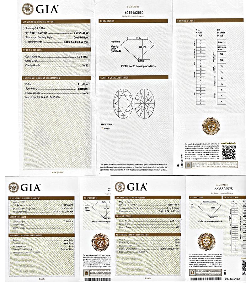 GIA 1.02ct Diamond 0.61ct and 0.57ct Side Diamond Anniversary Ring