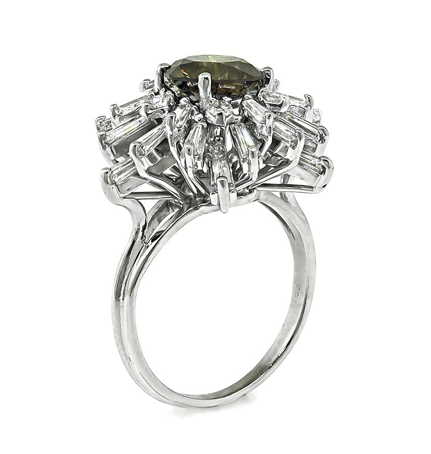 Estate GIA 2.03ct Natural Fancy Color Diamond 1.00ct Diamond 14k Gold Ring