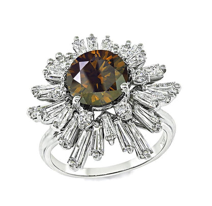 Estate GIA 2.03ct Natural Fancy Color Diamond 1.00ct Diamond 14k Gold Ring