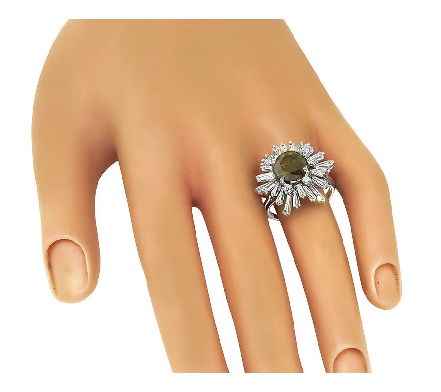 Estate GIA 2.03ct Natural Fancy Color Diamond 1.00ct Diamond 14k Gold Ring