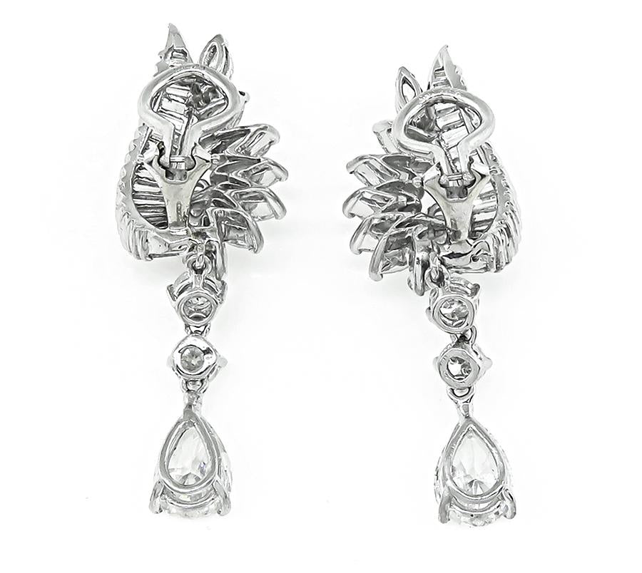 GIA Certified 2.58ct Pear Shape Diamond 5.00ct Diamond Dangling Earrings