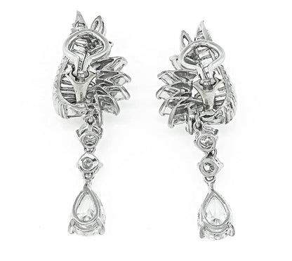 GIA Certified 2.58ct Pear Shape Diamond 5.00ct Diamond Dangling Earrings