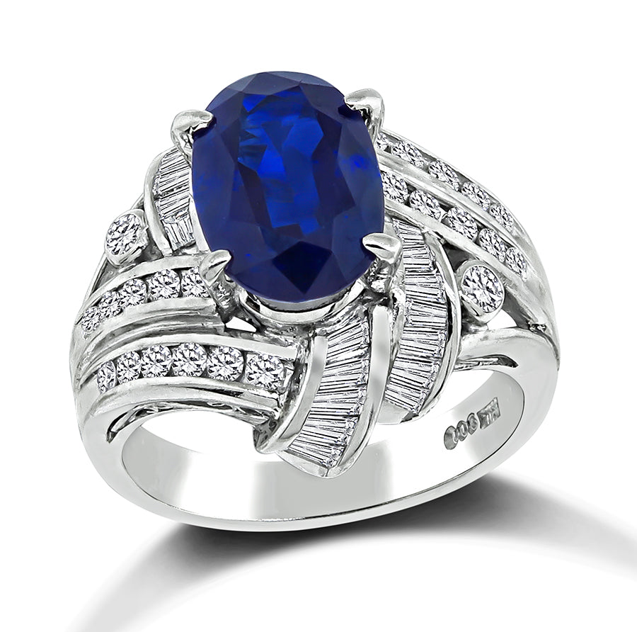 Estate GIA Certified 3.21ct Sapphire 0.76ct Diamond Ring