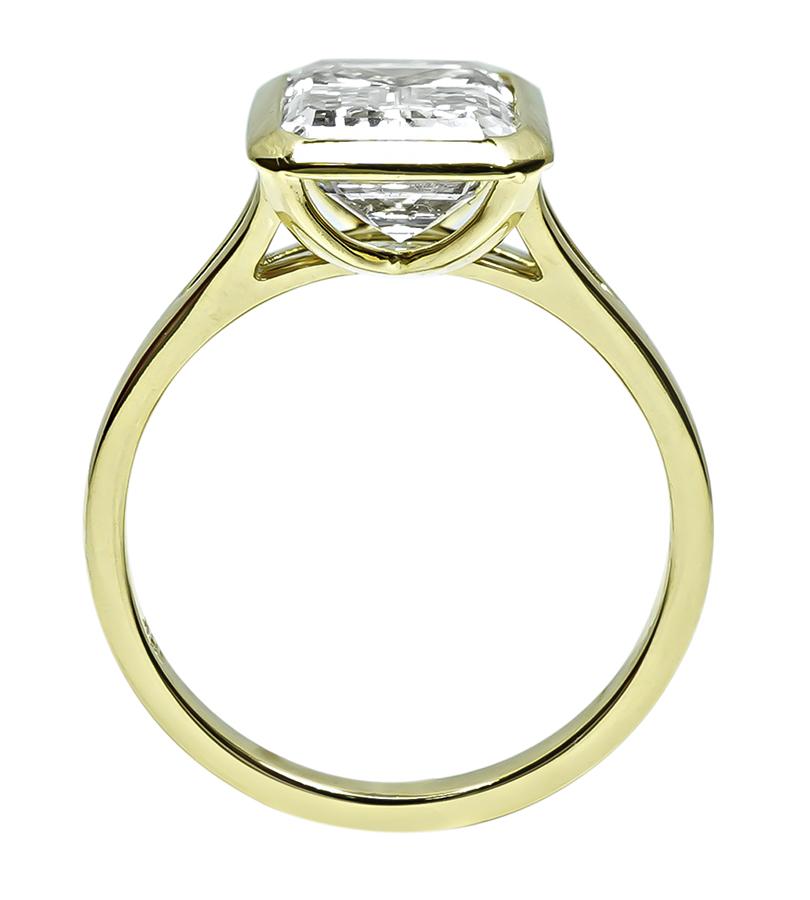 GIA Certified 3.01ct Emerald Cut Diamond 18k Gold Engagement Ring