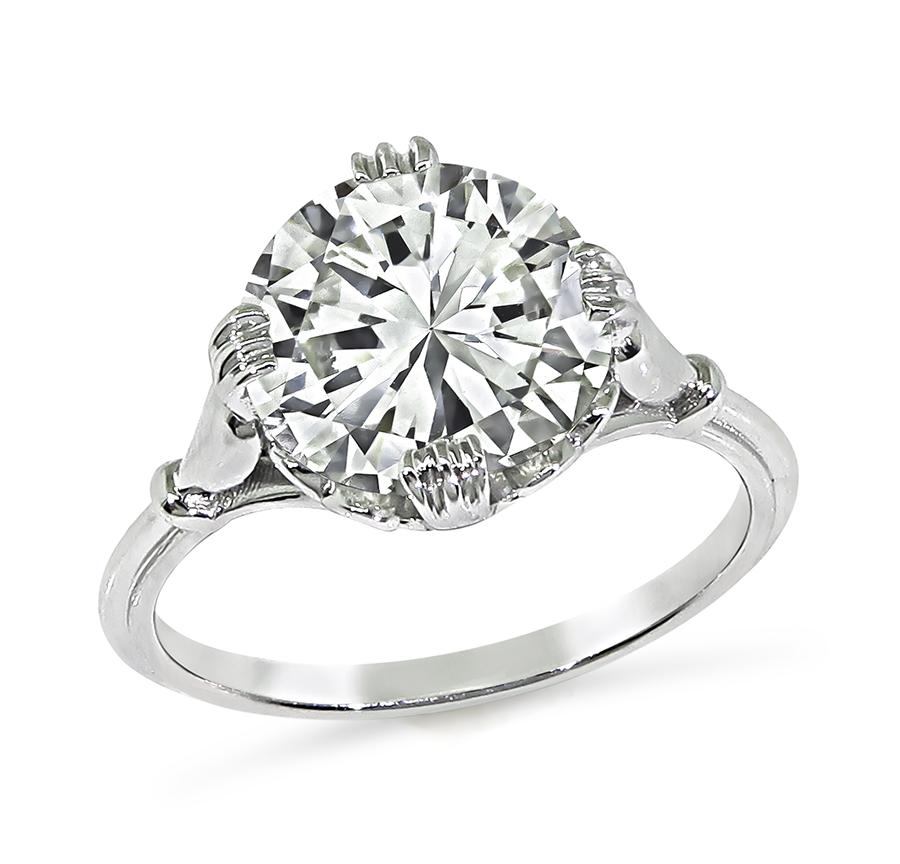 Estate GIA Certified 3.03ct Diamond Platinum Solitaire Engagement Ring