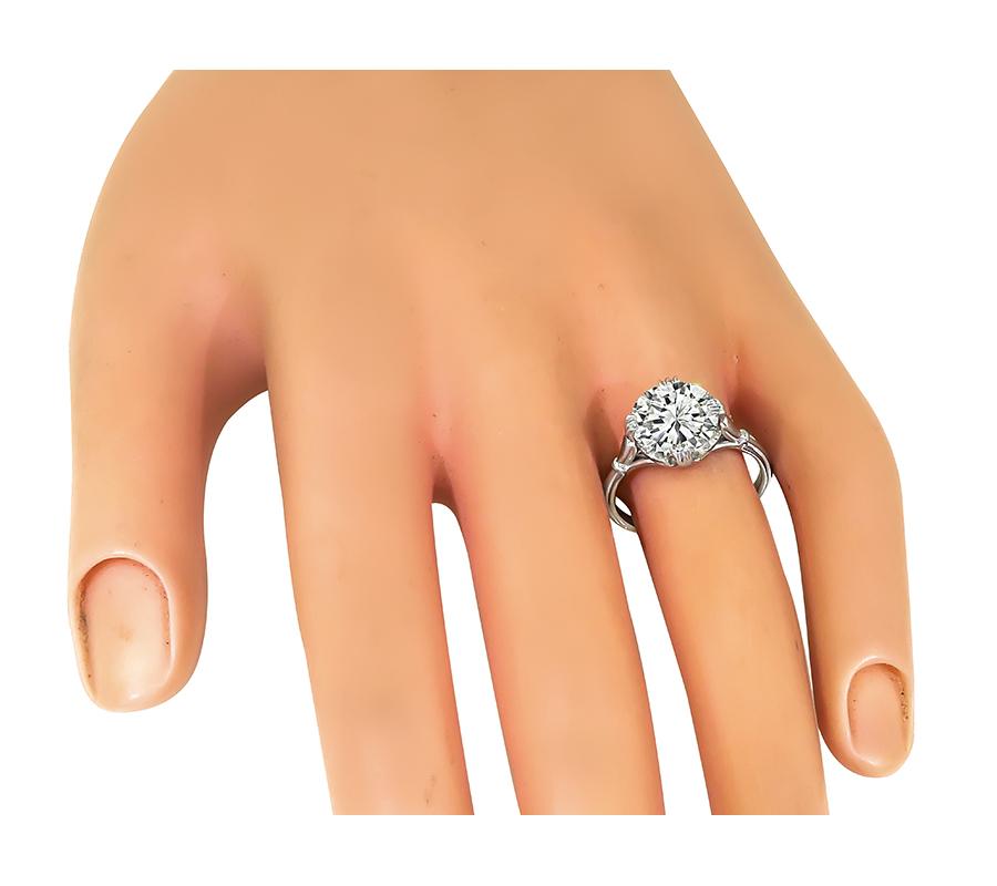 Estate GIA Certified 3.03ct Diamond Platinum Solitaire Engagement Ring