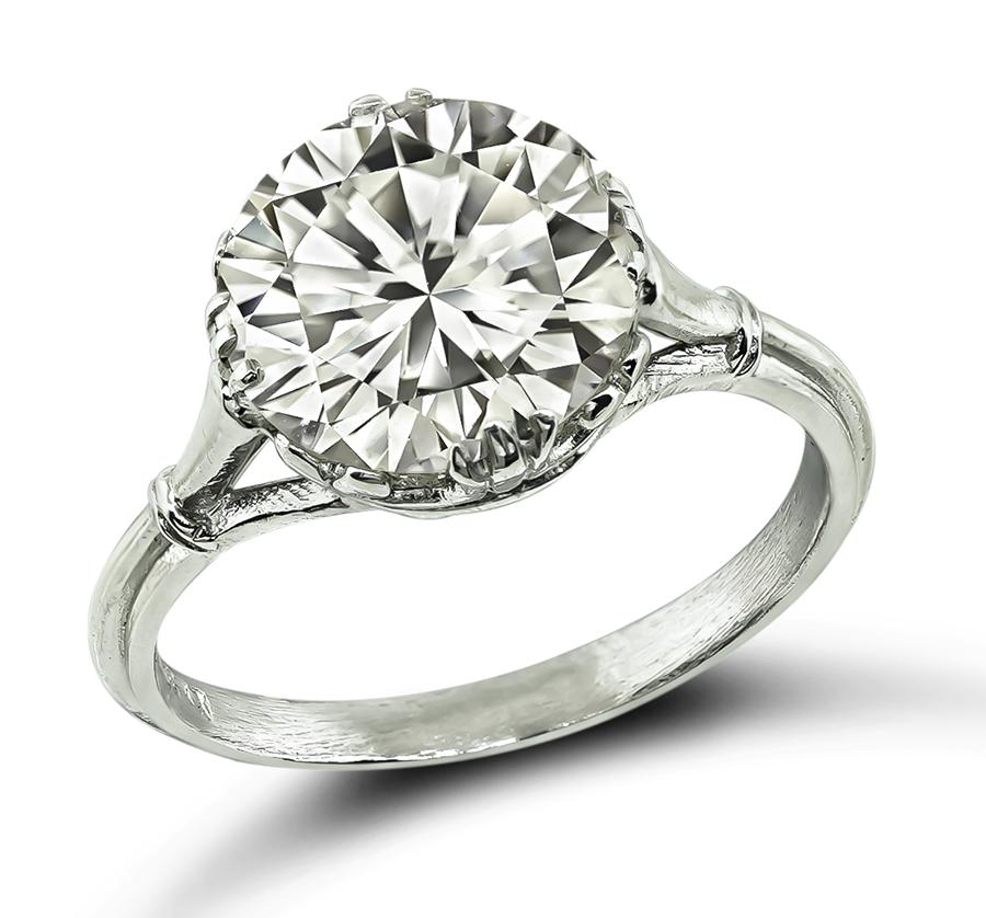 Estate GIA Certified 3.02ct Round Cut Diamond Engagement Ring