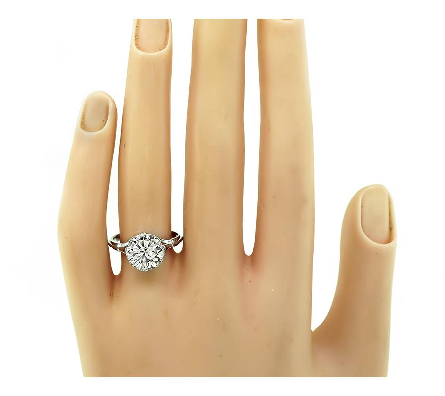 Estate GIA Certified 3.02ct Round Cut Diamond Engagement Ring