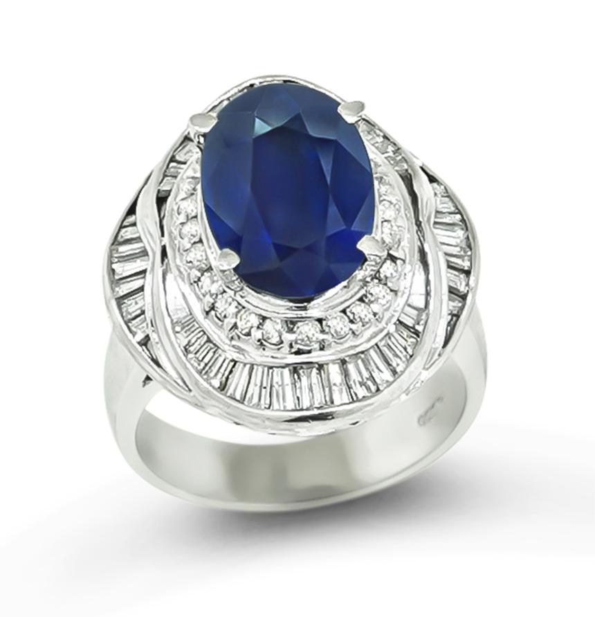GIA Certified 4.11ct Sapphire 1.23ct Diamond Ring