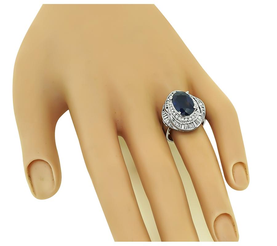 GIA Certified 4.11ct Sapphire 1.23ct Diamond Ring