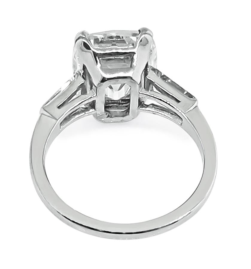 Estate GIA Certified 4.03ct Diamond Platinum Engagement Ring