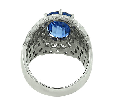 Estate GIA Certified 5.17ct Ceylon Sapphire 2.53ct Diamond Ring