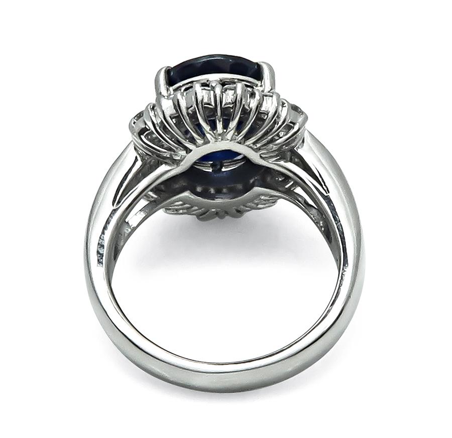 Estate GIA Certified 5.66ct Sapphire 1.01ct Diamond Platinum Engagement Ring