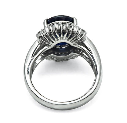 Estate GIA Certified 5.66ct Sapphire 1.01ct Diamond Platinum Engagement Ring