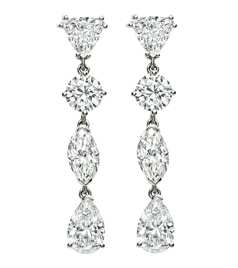 Estate GIA Certified 6.70cttw Diamond Drop Earrings