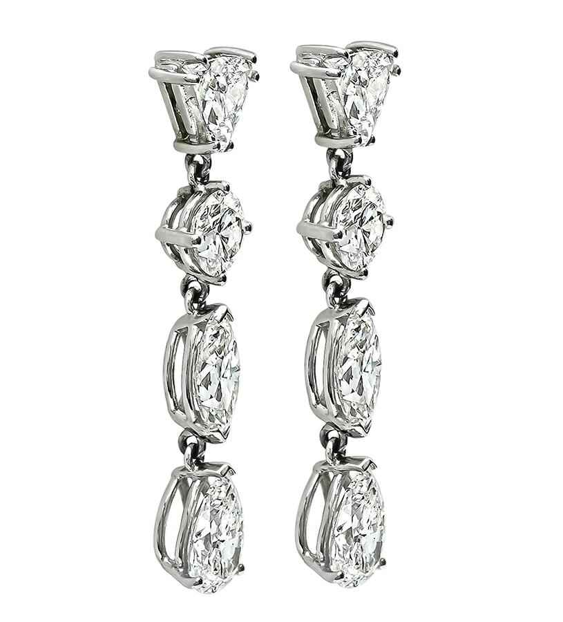 Estate GIA Certified 6.70cttw Diamond Drop Earrings