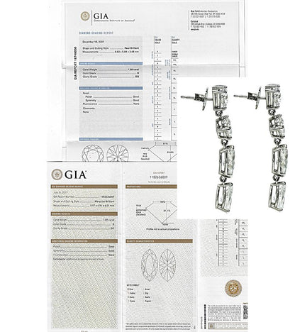 Estate GIA Certified 6.70cttw Diamond Drop Earrings