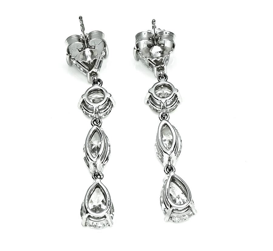Estate GIA Certified 6.70cttw Diamond Drop Earrings