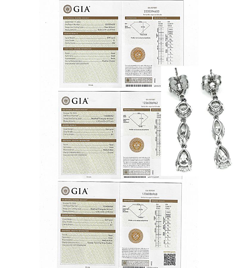Estate GIA Certified 6.70cttw Diamond Drop Earrings