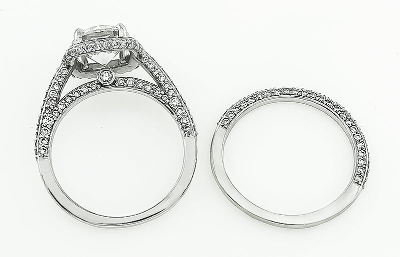 Estate GIA Certified 2.02ct Diamond Engagement Ring and Wedding Band Set