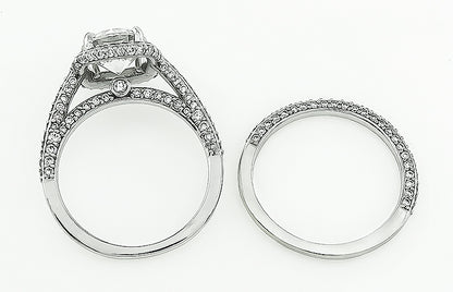 Estate GIA Certified 2.02ct Diamond Engagement Ring and Wedding Band Set