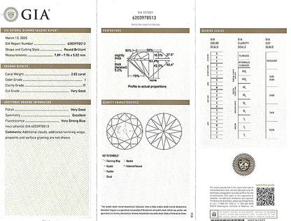Estate GIA Certified 2.02ct Diamond Engagement Ring and Wedding Band Set