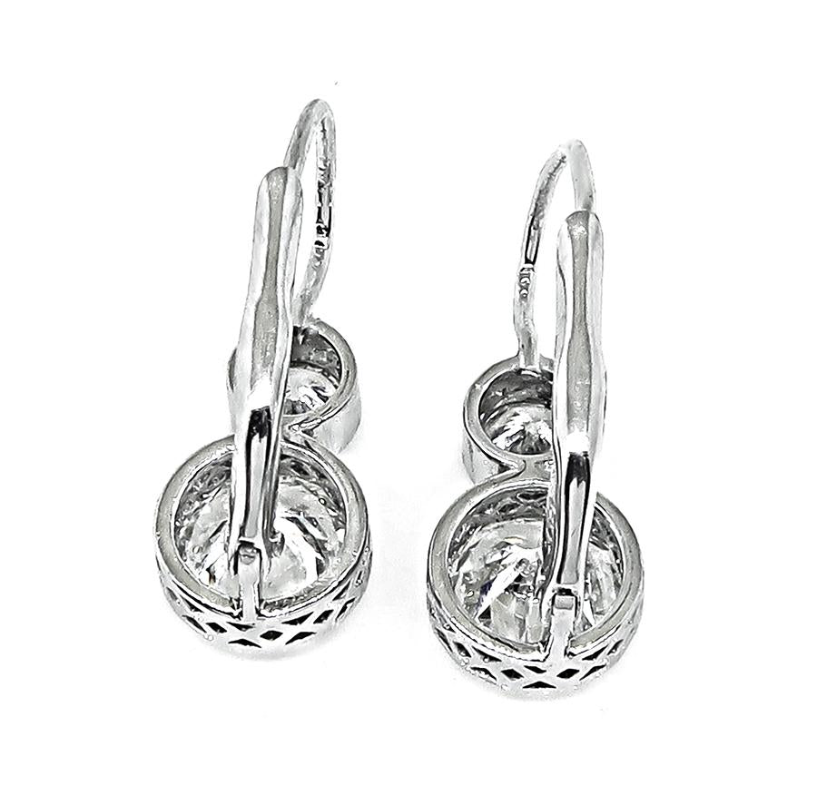 Estate GIA Certified 1.92cttw Diamond Platinum Earrings