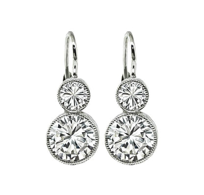 Estate GIA Certified 1.92cttw Diamond Platinum Earrings