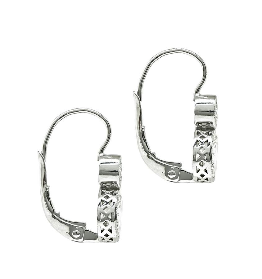 Estate GIA Certified 1.92cttw Diamond Platinum Earrings