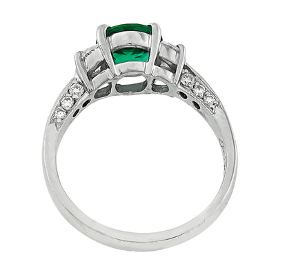 Estate JB Star GIA Certified 2.00ct Zambian Emerald Diamond Engagement Ring