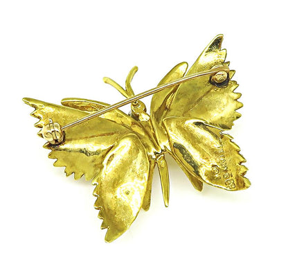 Estate Tiffany & Co Diamond 18k Gold Butterfly Pin