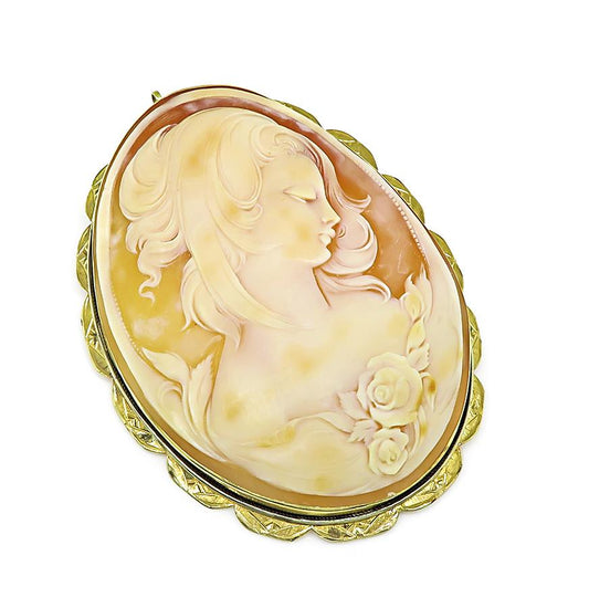 Vintage 14k Yellow Gold Cameo Pin Pendant