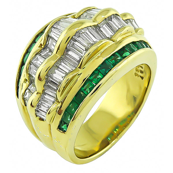 Estate 1.97ct Diamond 0.85ct Emerald Ring