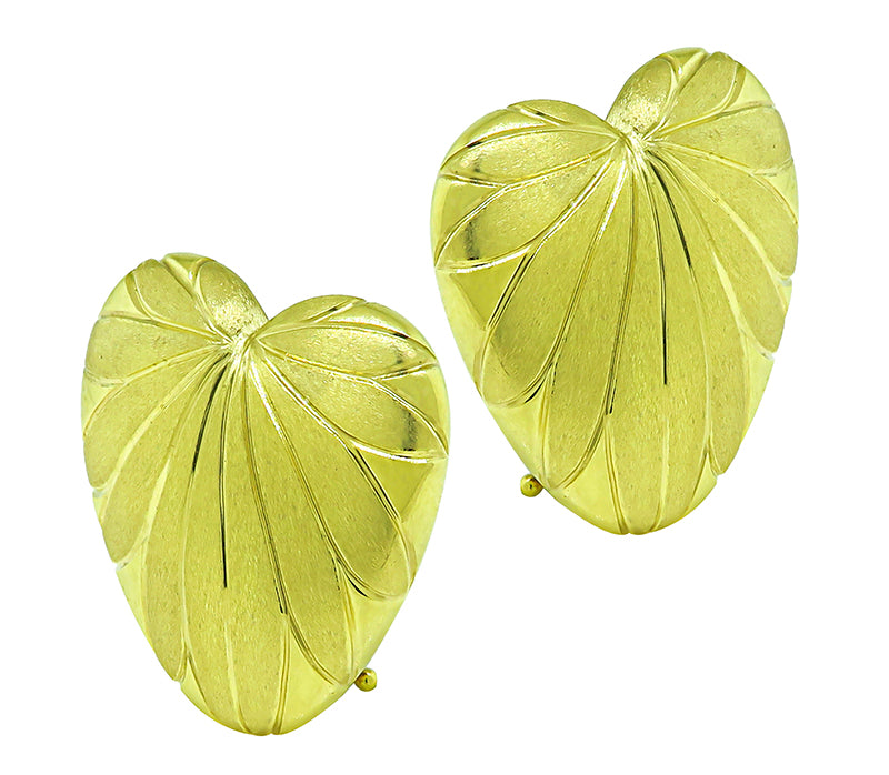 Estate Yellow Gold Heart Earrings