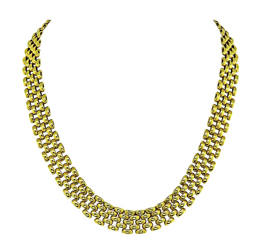 Estate 14k Yellow Gold Panther Link Style Statement Necklace