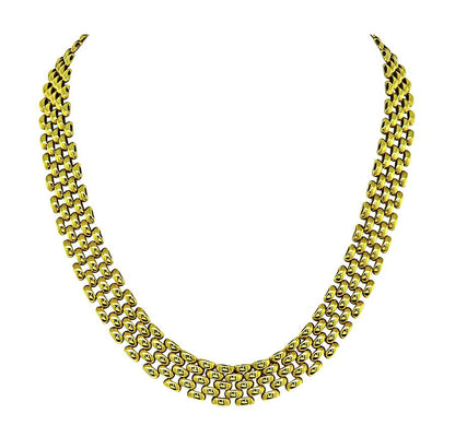 Estate 14k Yellow Gold Panther Link Style Statement Necklace