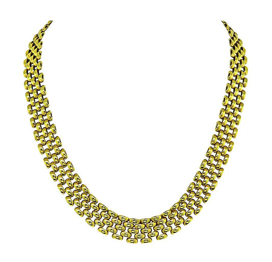 Estate 14k Yellow Gold Panther Link Style Statement Necklace