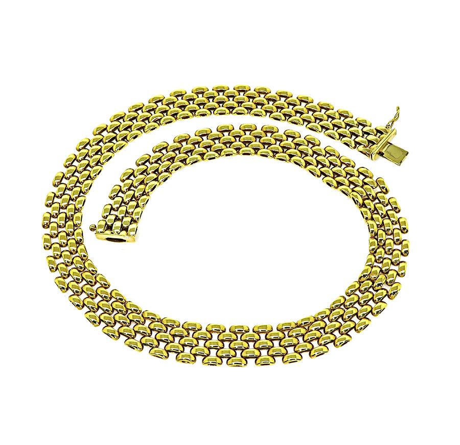 Estate 14k Yellow Gold Panther Link Style Statement Necklace