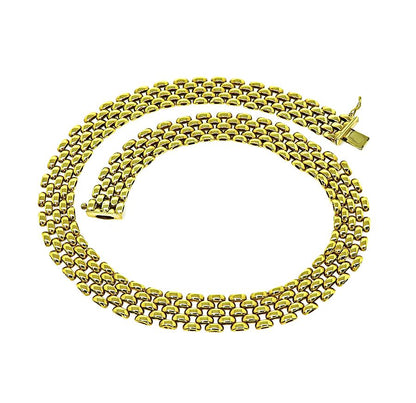 Estate 14k Yellow Gold Panther Link Style Statement Necklace