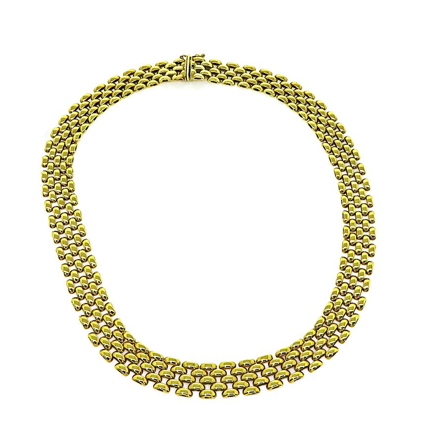 Estate 14k Yellow Gold Panther Link Style Statement Necklace